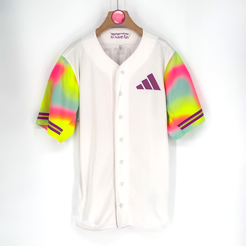 Adidas Remember To Have Fun Baseball Jersey BATES 22 White Streetwear Men's XL